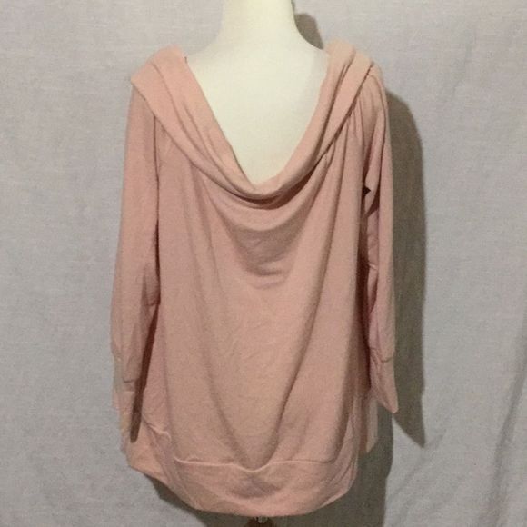 Lauren Conrad Off Shoulder Sweatshirt Paden Peach - Picture 2 of 6